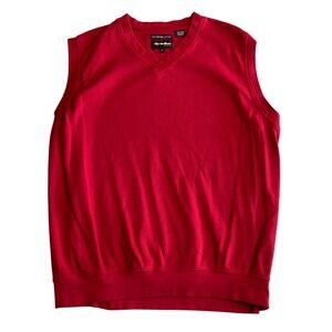 Bolle Golf Mens Medium Red V-Neck Pima Cotton Sweater Vest Sleeveless Summer